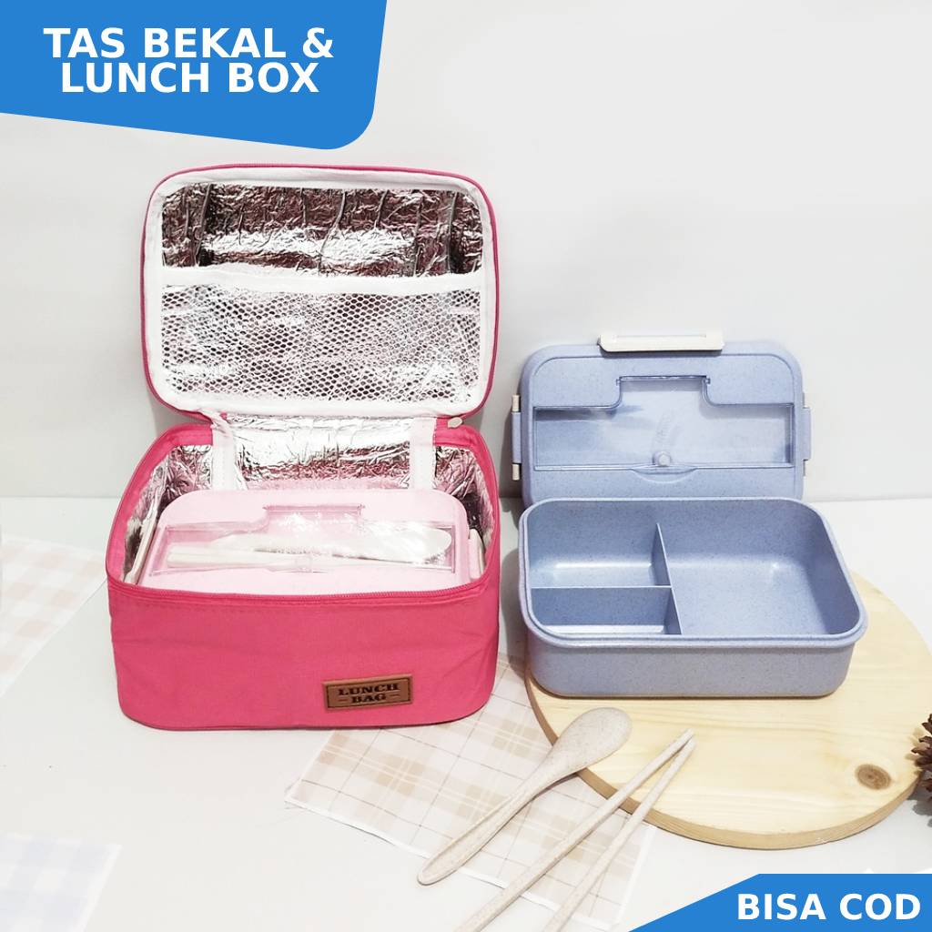 Set Lunch Box Combo Tas Bekal Tempat Bekal Bekel Wadah Makanan Anak Sekolah Dewasa Murah