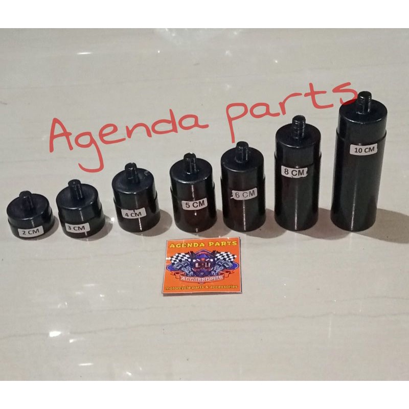 PENINGGI SHOCK BELAKANG MODEL TABUNG BULAT WARNA HITAM CAT COATING PNP SEMUA MATIC OLD