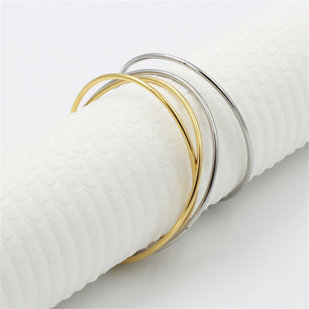 aaoottuuoo5.id Cod   Women's Simple Gold Silver Titanium Steel 2 Mm Coil Round Bangle Couple Closed Bracelet