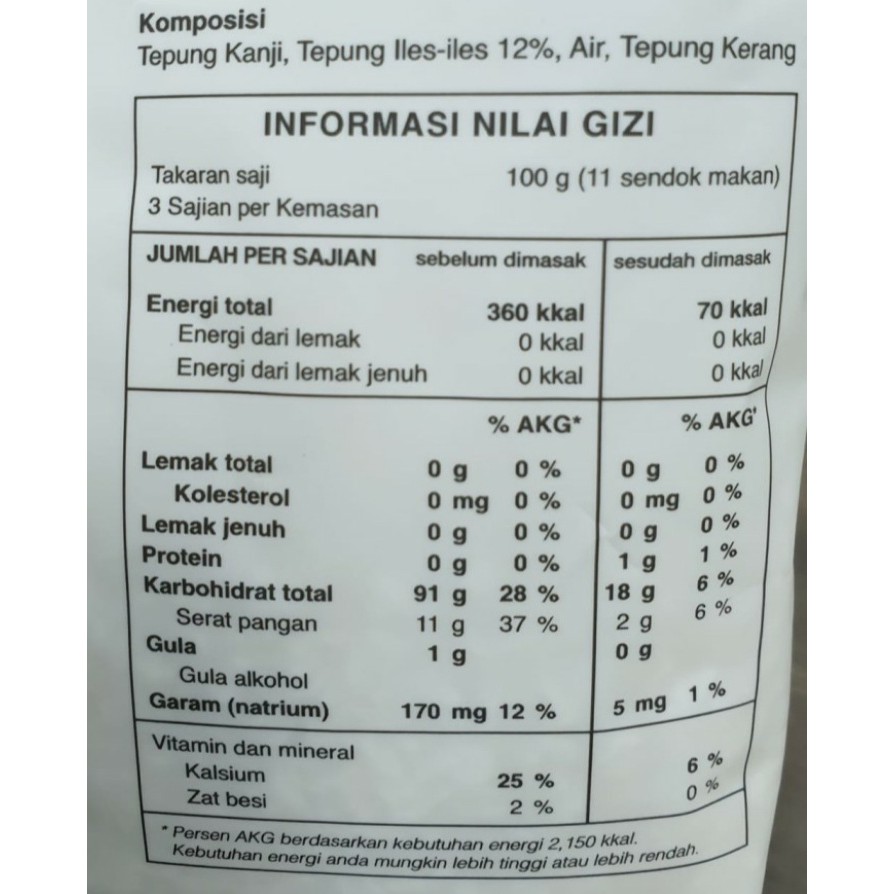 Shirataki Konnyaku Rice Kecil - 250g / Beras Konyaku