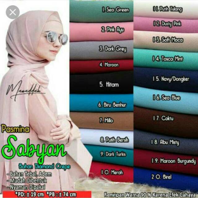 Hijab pasmina sabyan ori pashmina diamond crepe anisa sabian sabyan nissa nisa kerudung