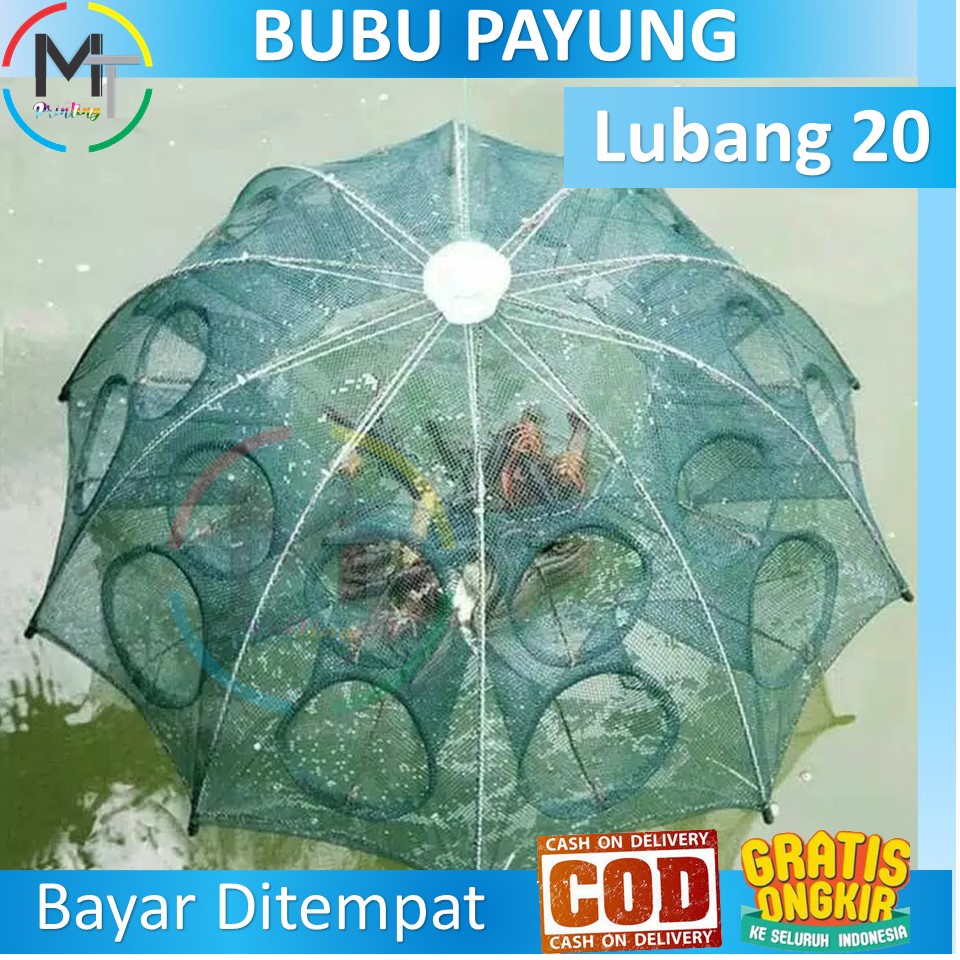 Payung Bubu Jaring 20 Lubang Jebakan Perangkap Udang ikan Kepiting Model Payung