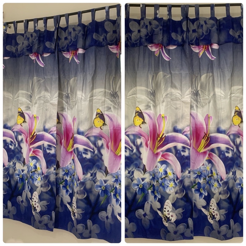 [ PINTU DAN JENDELA ] GORDEN TALI + PONI MOTIF BUNGA ANGGREK BIRU