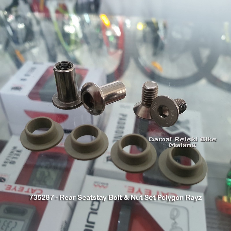 Rear Seatstay Bolt & Nut Set Polygon Rayz- baut pivot belakang