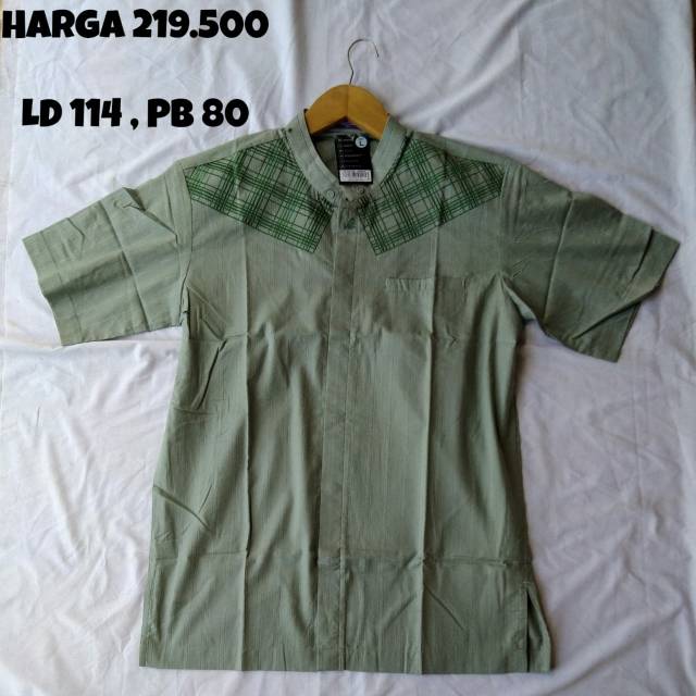 FlashSale Kemko Rabbani Chatur Lengan Pendek L Kemeja Koko Hijau