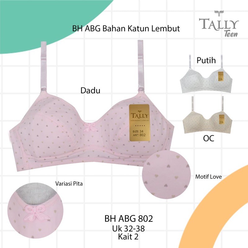 TALLY BRA BH REMAJA ABG 802 I SIZE 32 - 38 I TANPA KAWAT I TANPA BUSA