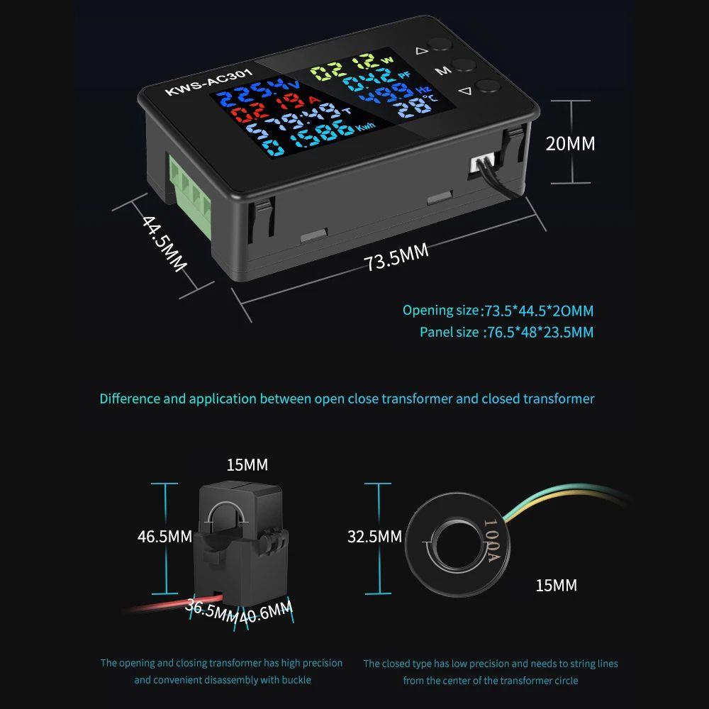 Suyo Digital Voltmeter Ammeter LED Display 0-100A AC 50-300V Power Energy Meter