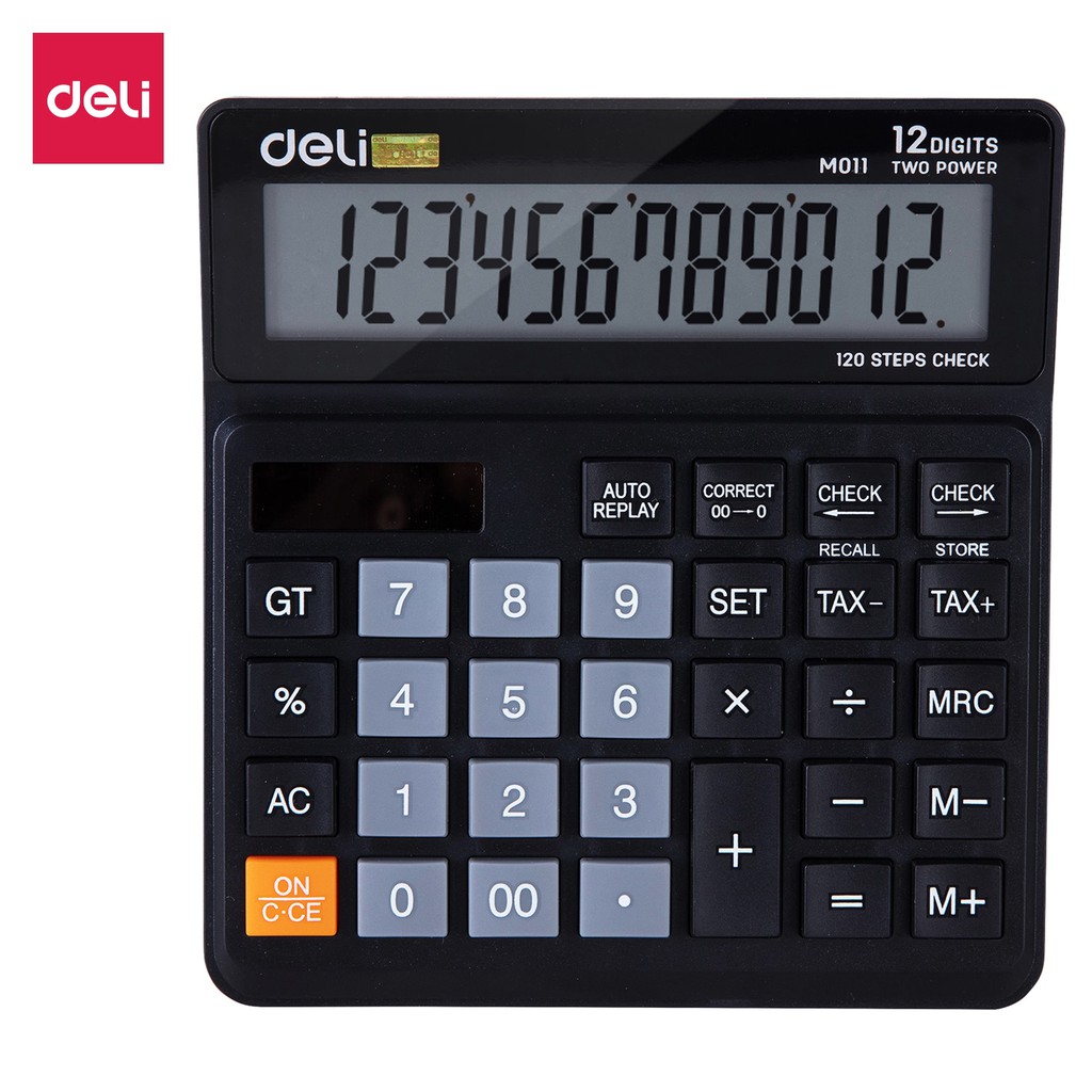 

Deli Calculator Metal-12 digits, 120 steps check, tax Big and clear display EM01120
