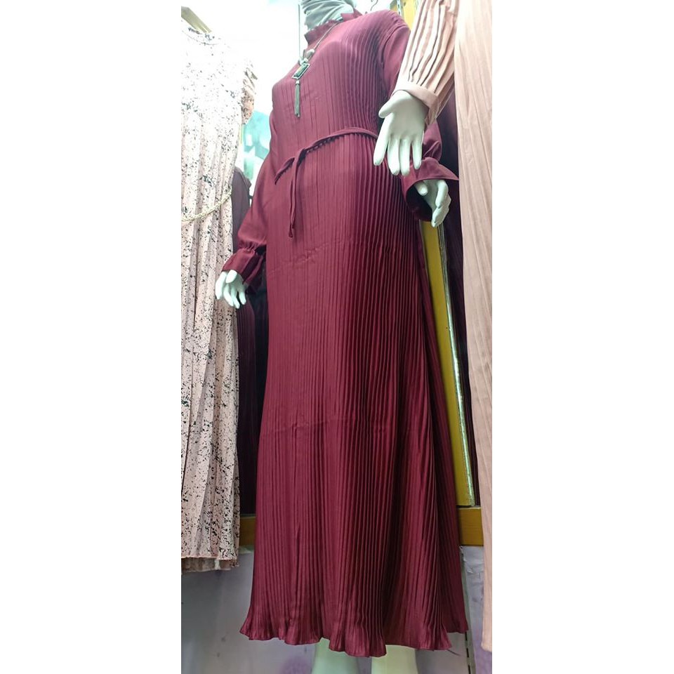 Gamis Plisket Ori Quiin bahan premium import turkey