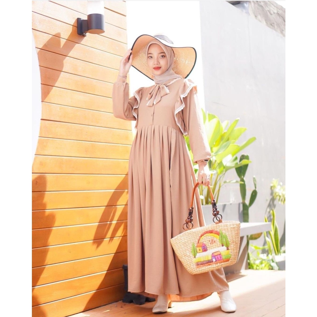 Gizka Dress gamis premium bahan airflow crincle deodora rayon wanita