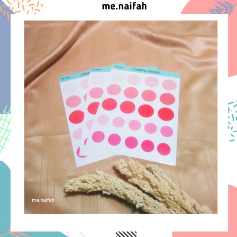 

DOTTED COLORFUL STICKER SHEET MURAH READY STOK - RED & PINK