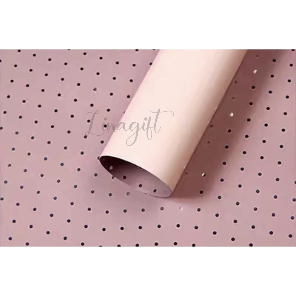 ( 5 Lembar ) BICOLOR SILVER POINT - CELLOPHANE POLKADOT SILVER GLITTER FLOWER WRAPPING PAPER  CELLOPHANE BI COLOR/ KERTAS BUNGA/ BUKET/ FLORIST