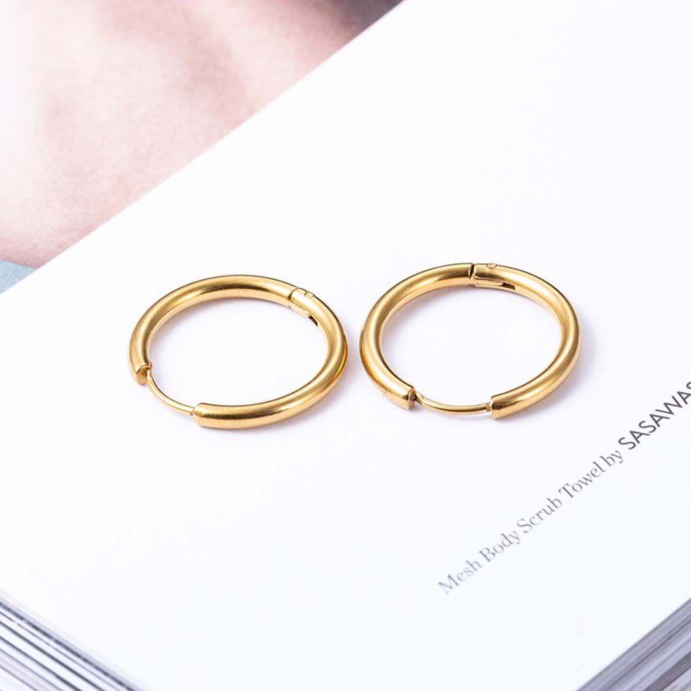 Anting Hoop Agustina Perhiasan Aksesoris Kecil Mini Unisex 1pasang Bahan Titanium Steel