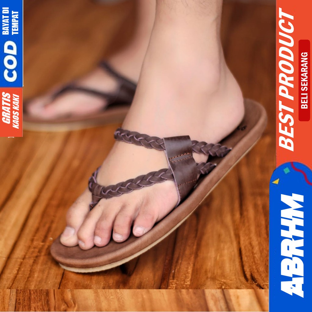 ABRHM x WIRSA Sandal Sendal Jepit Pria Kulit Asli