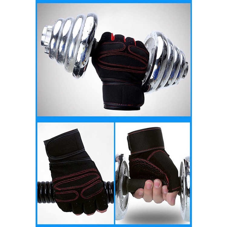 (100% BARANG ORI) Sarung Tangan Motor Half Finger Gym -