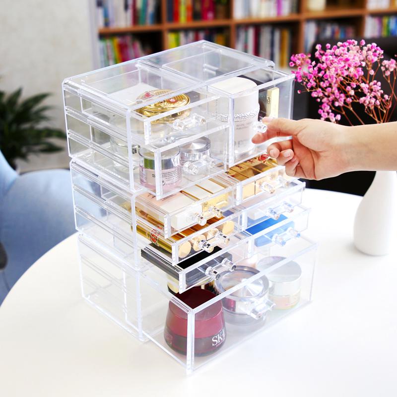 Acrylic Kosmetik Kotak Penyimpanan Stackable Laci Besar ...