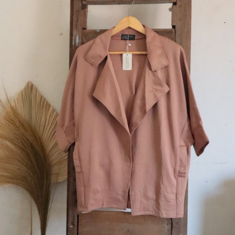ATASAN WANITA SENJA OUTER POLOS CARDIGAN BLAZER ROSE GOLD HIJAU TOSCA