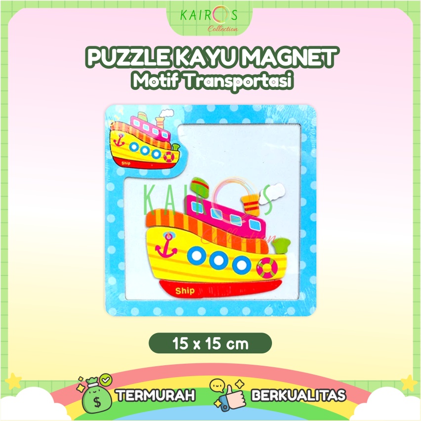 Puzzle Anak Magnet Kayu Transportasi