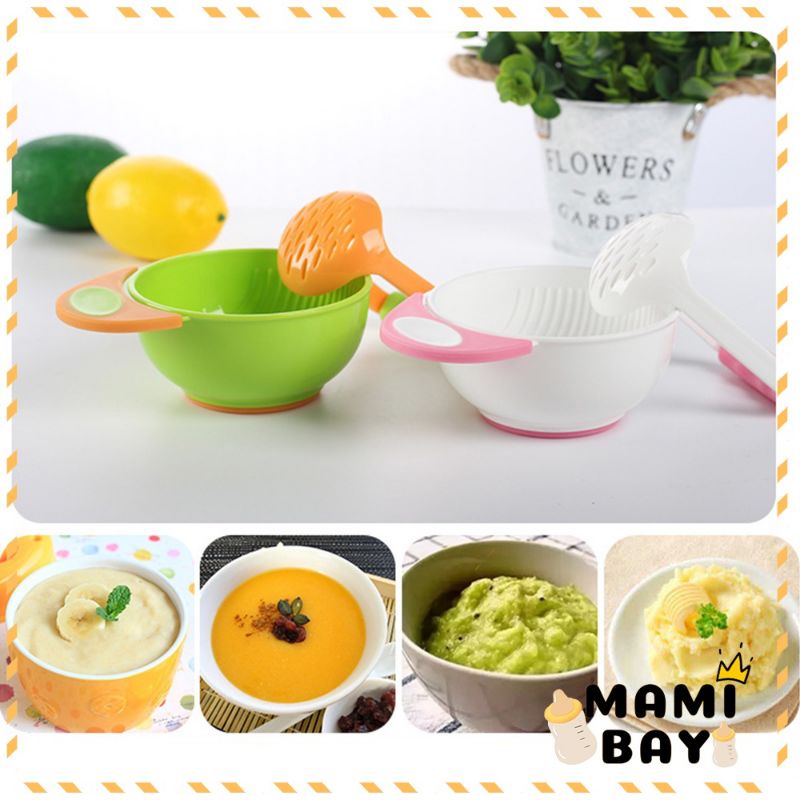 [rumahbayipdg] Masher bowl 2in1 grinding food maker alat Mpasi bayi mangkok bayi