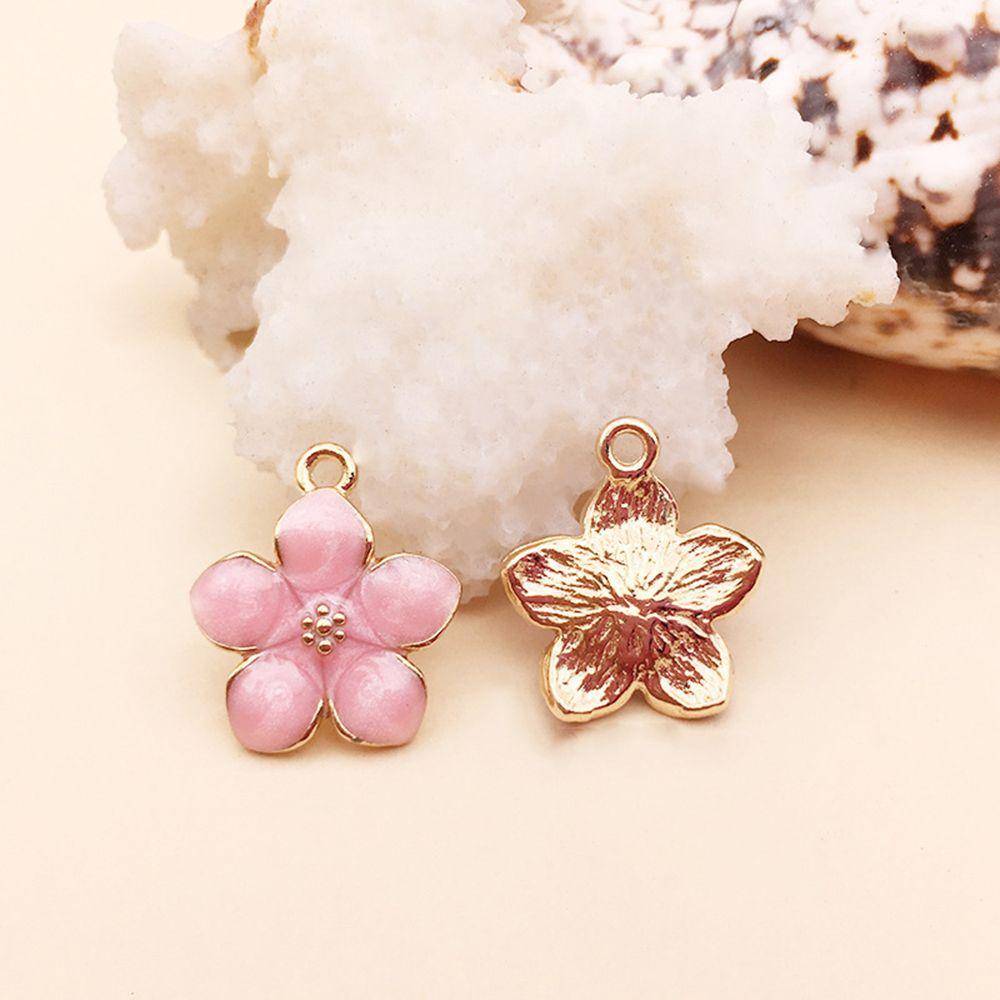 Nanas 10 Pcs Enamel Bunga Charms DIY Aksesoris Anting Gelang Handmade Sakura Liontin