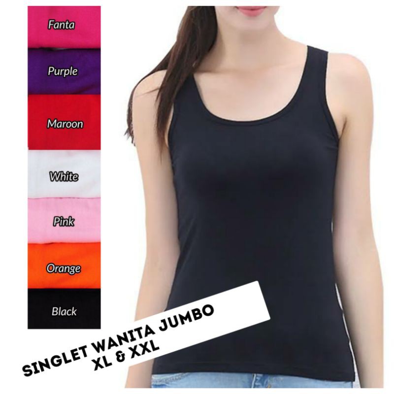 Singlet Wanita Polos XL XXL BB max 75kg Tanktop Tali Singlet Wanita Polos XL XXL BB max 75kg Tanktop Tali