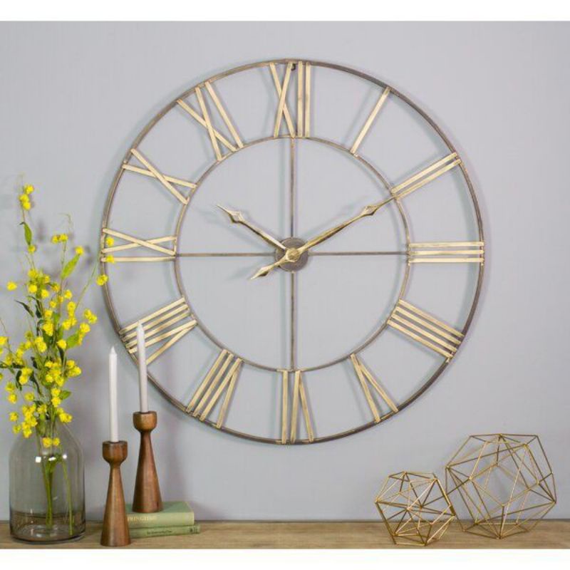 jam dinding industrial,jam dinding romawi industrial D80cm