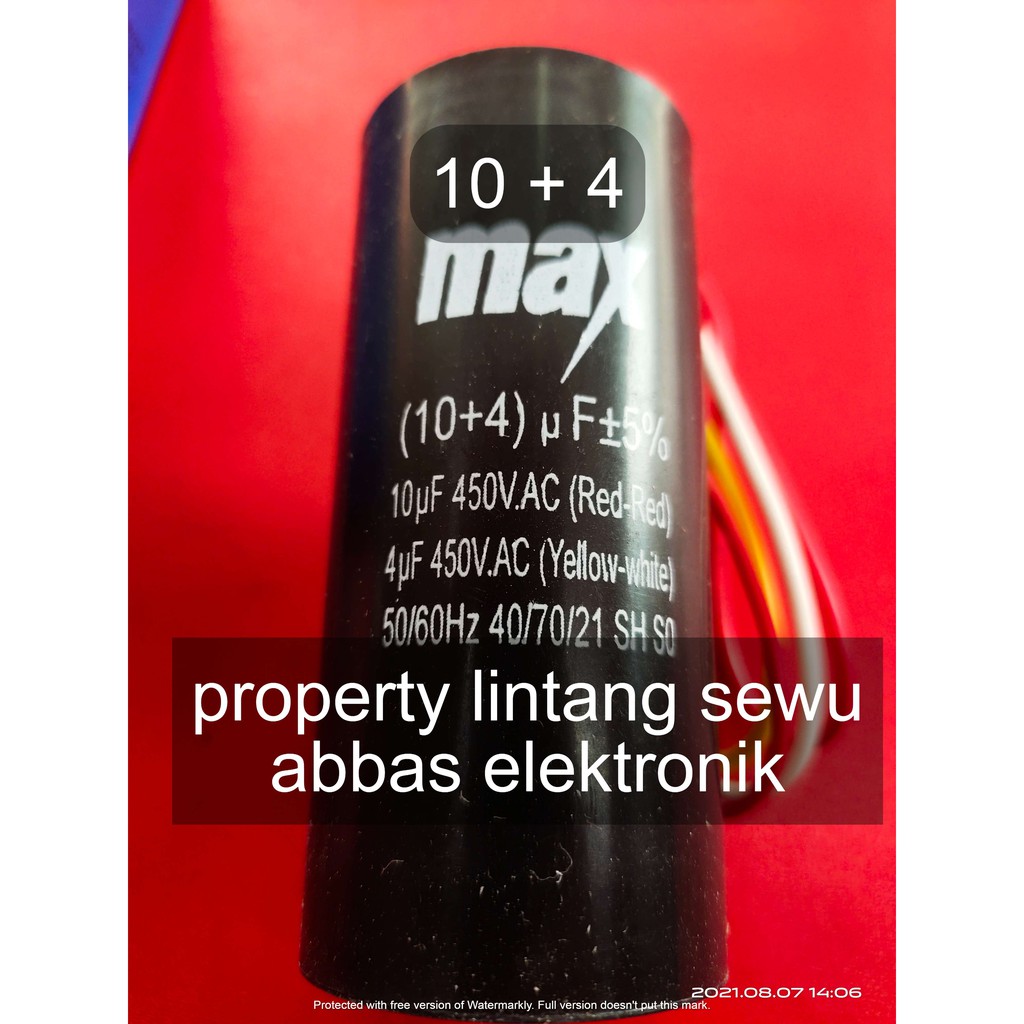 capasitor kapasitor mesin cuci 2 tabung 10 + 4 mikro 450 volt 10+4 450V