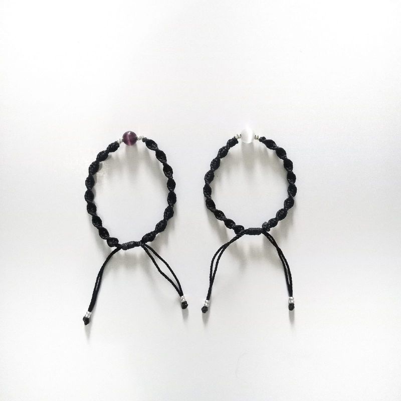 Gelang tali couple batu alam asli natural stone kekinian murah (Cat Eye)