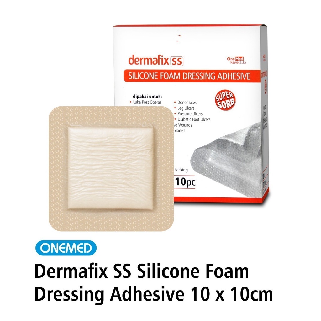 Dermafix Silicone Foam Dressing Adhesive 10x10cm Supersorb box isi 10