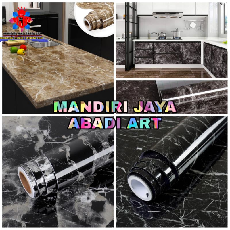 wallpaper Stiker dindng meja furniture motif marmer glossy Anti air noda dan tahan panas