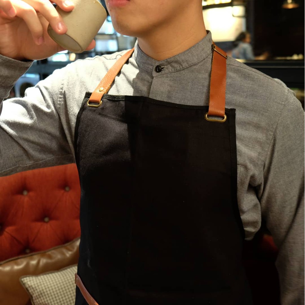 APRON CANVAS STRAP KULIT ASLI Apron Canvas with Leather Strap