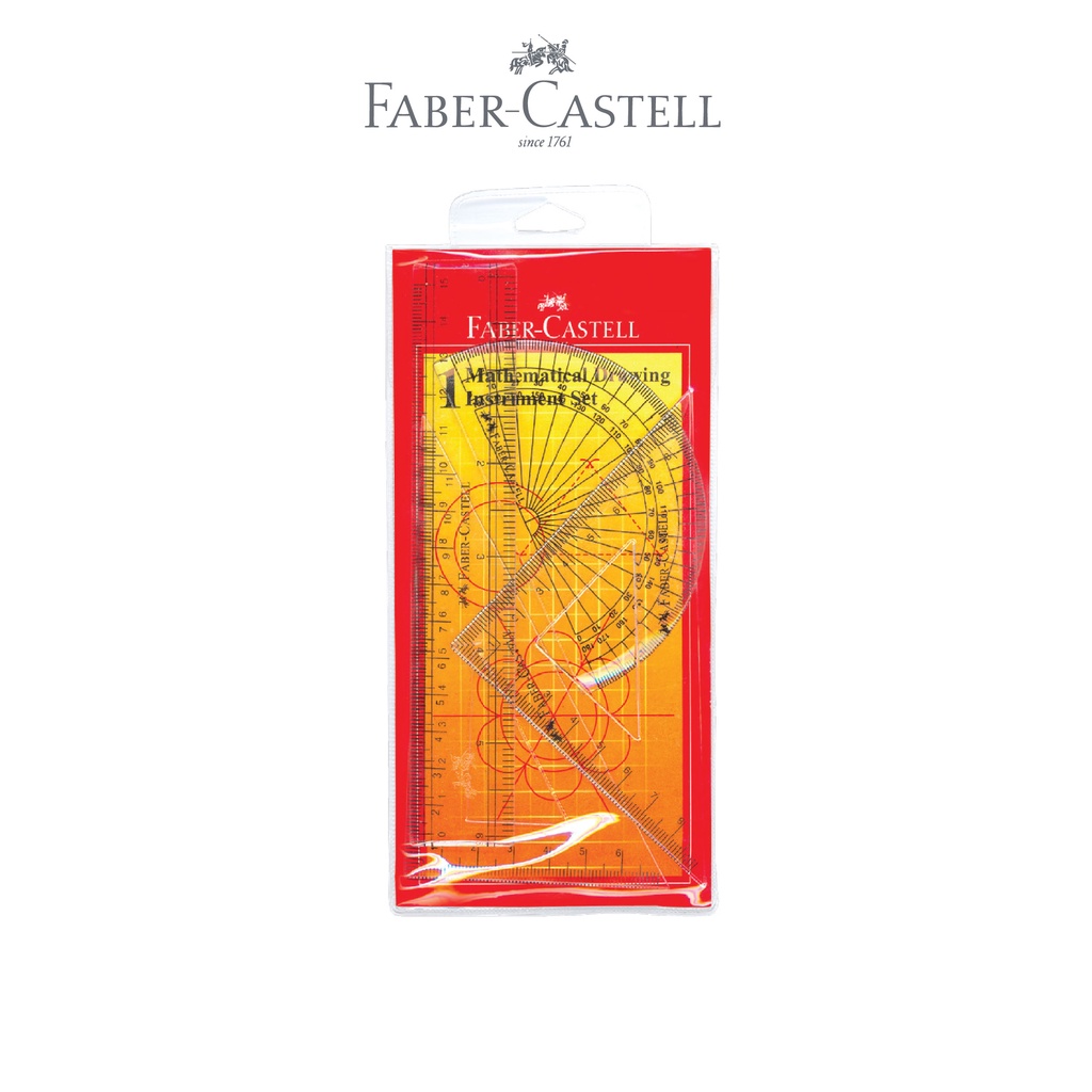 Faber-Castell Mathematical Drawing Instrument Penggaris Busur Segitiga