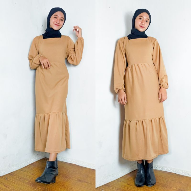 MERMAID DRESS VOXY KERAH KOTAK MIDI GAMIS - DPINKSHOP