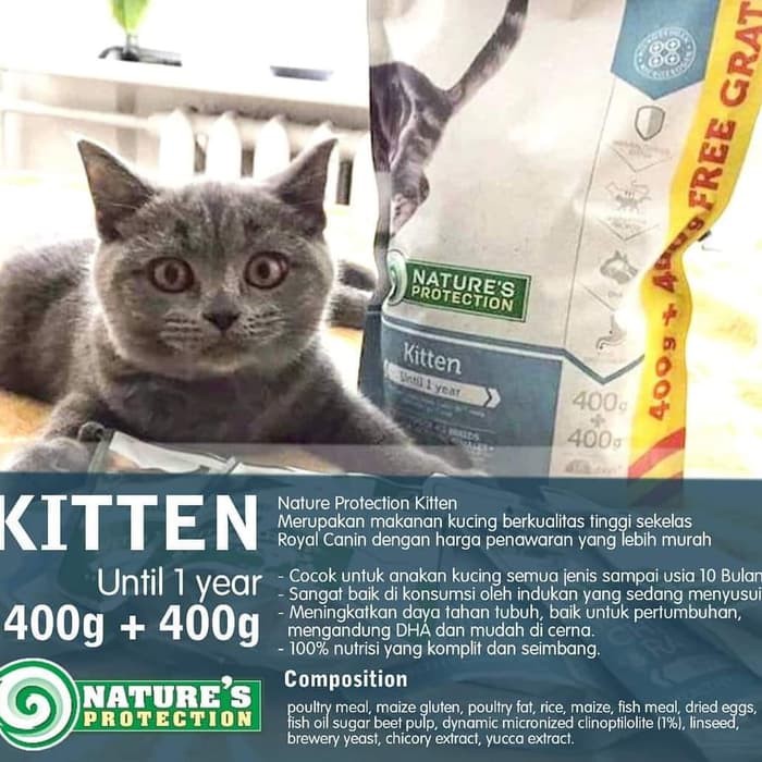 Cat Kucing Natures Protection Kitten Makanan Anak Kucing Kecil 1kg