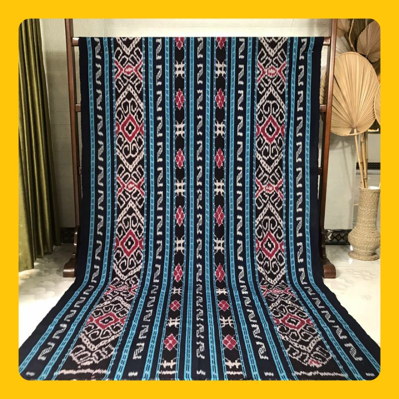 Kain Batik tenun warna Biru tua simple kain etnik bahan kemeja gamis khas sumba sumbawa dayak maluku