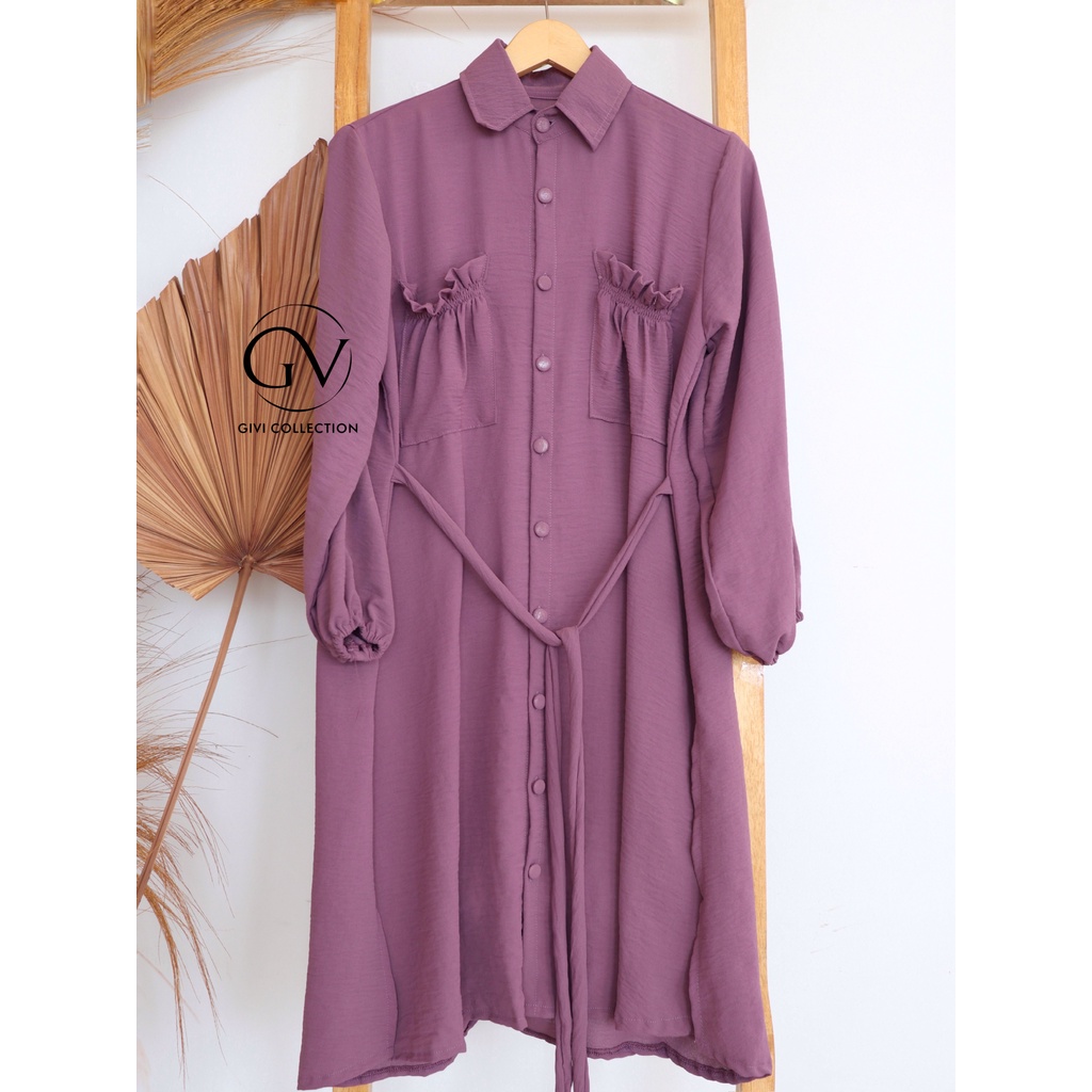 Nindy Cringkel tunik | tunik crinkle | dress kemeja tunik