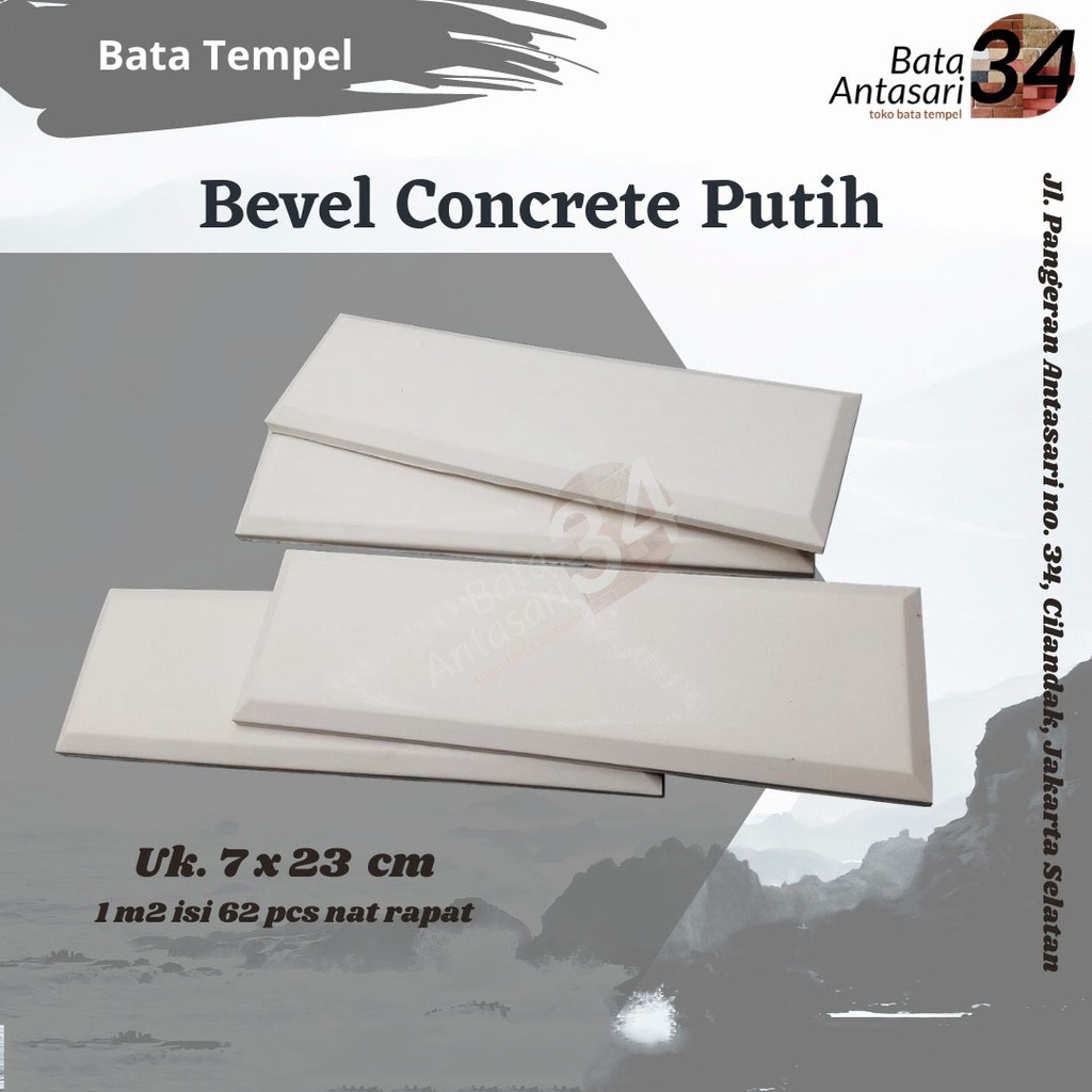 Bata Tempel Bevel Concrete Putih