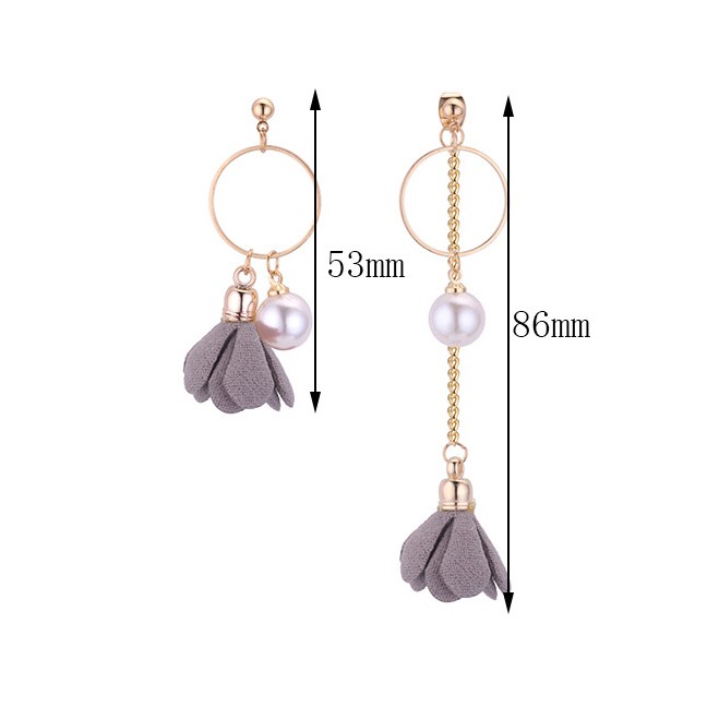 LRC Anting Tusuk Fashion  Flower Shape Decorated Earrings