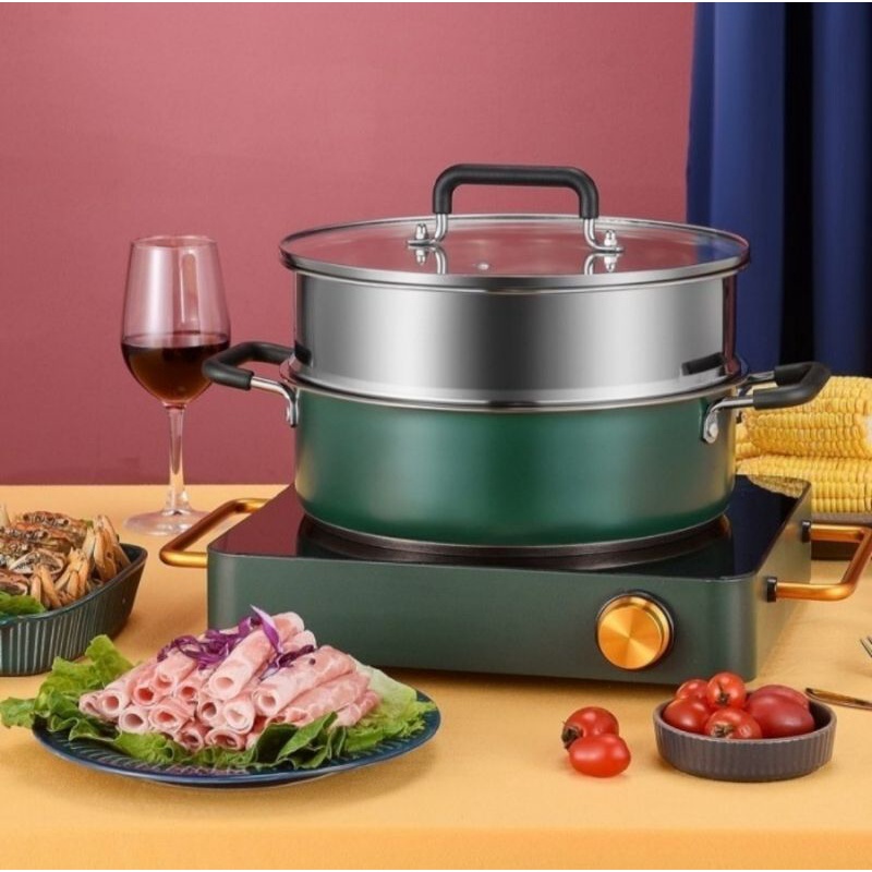 OMICKO Cooking Hot Pot 28 Cm A051 Panci Steamer Dengan Parutan