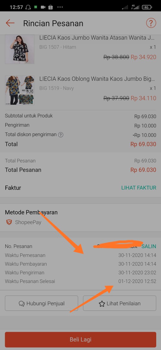 Liecia Kaos Oblong Wanita Kaos Jumbo Big Size