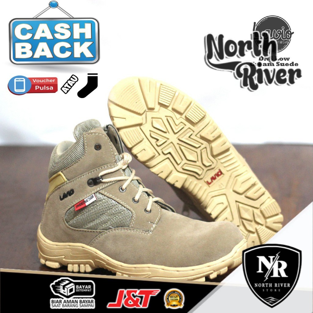 Northriver.id - SEPATU SAFETY OUTDOOR UJUNG BESI BAHAN SUEDE + RESLETING LAVIO DNS LOW