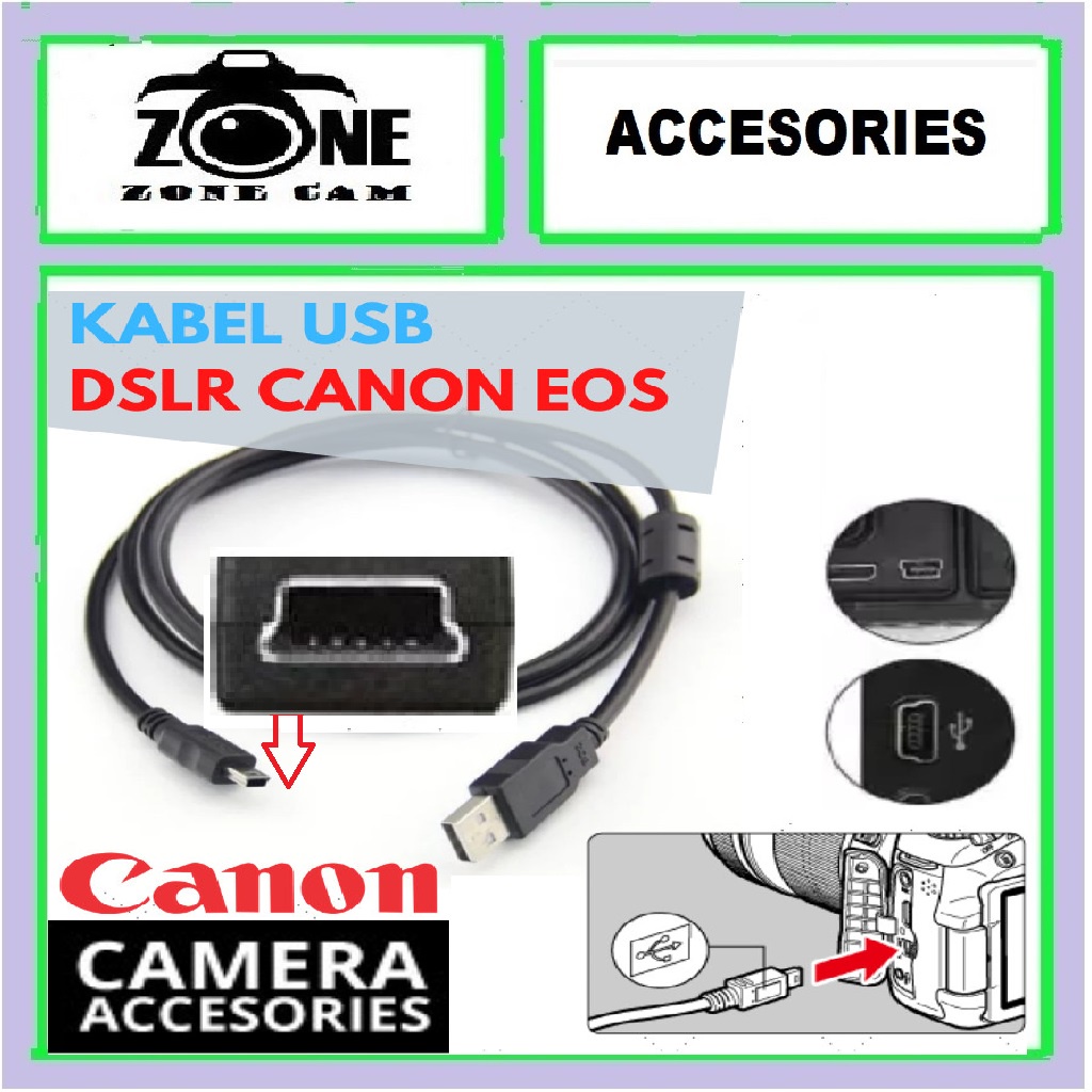 Kabel data usb Kamera canon EOS 1300D/1500D/2000D/3000D/4000D/60D/70D