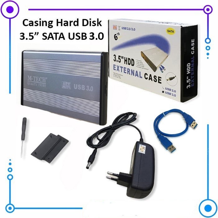 Casing HDD 3.5 sata Eksternal External 3,5 inch case USB 3.0 Aluminium