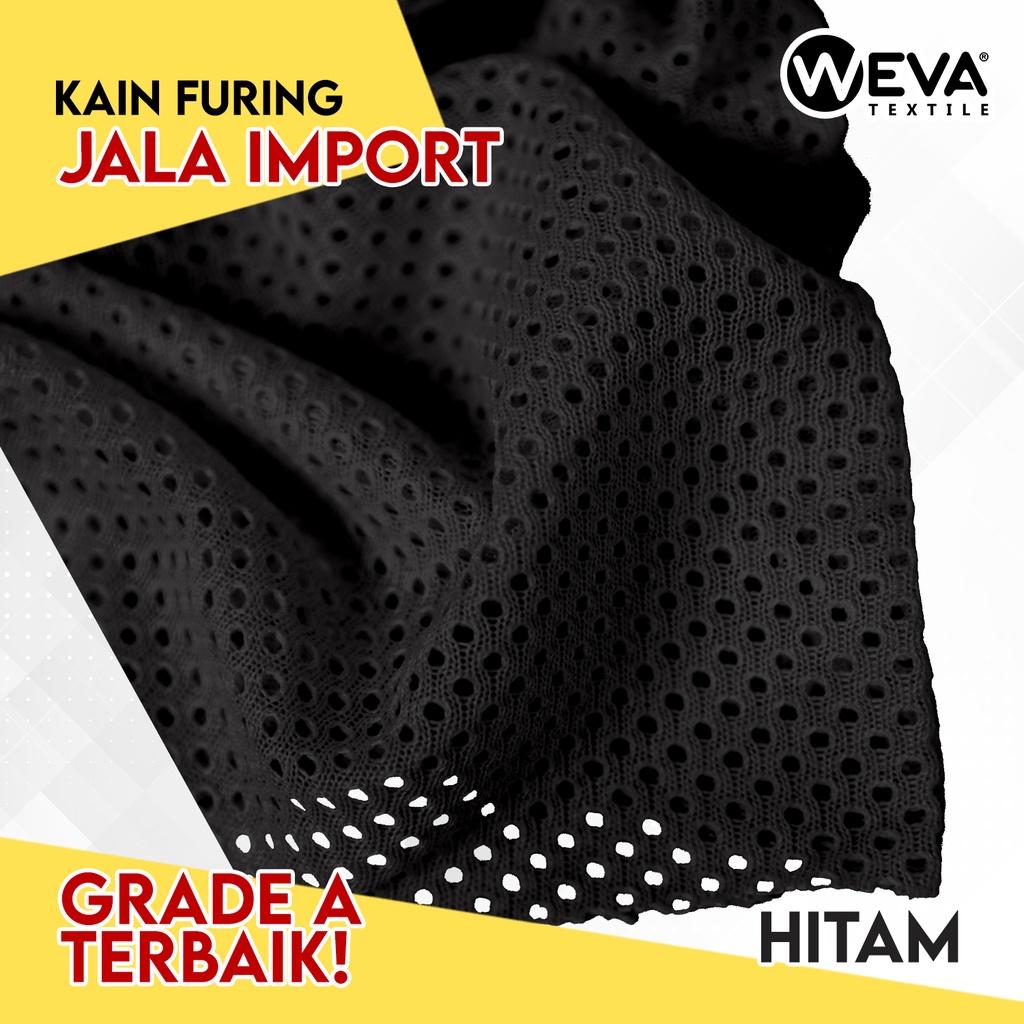 Bahan Kain Jala Kain Mesh Jaring Dalaman Jaket Hitam