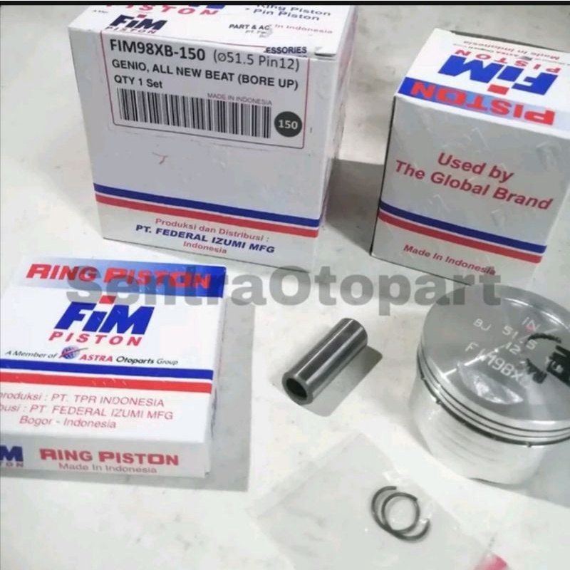 Piston seher kit bore up beat fi led genio tipe xb oversize 150 fim