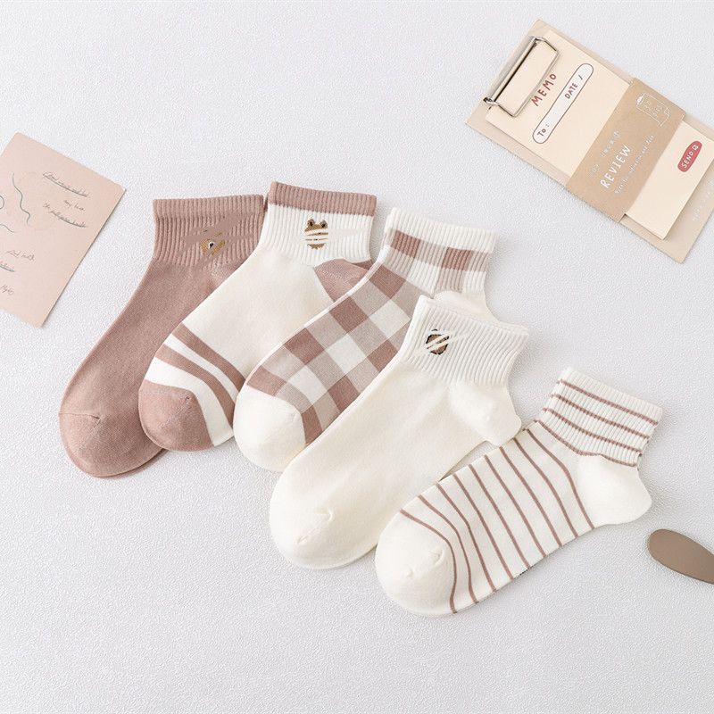 [littlecrab] Kaos Kaki Bear Chocolate Cute Women Socks Import Kaos Kaki Berkualitas Square  White Kaos Kaki Beruang Korean Style