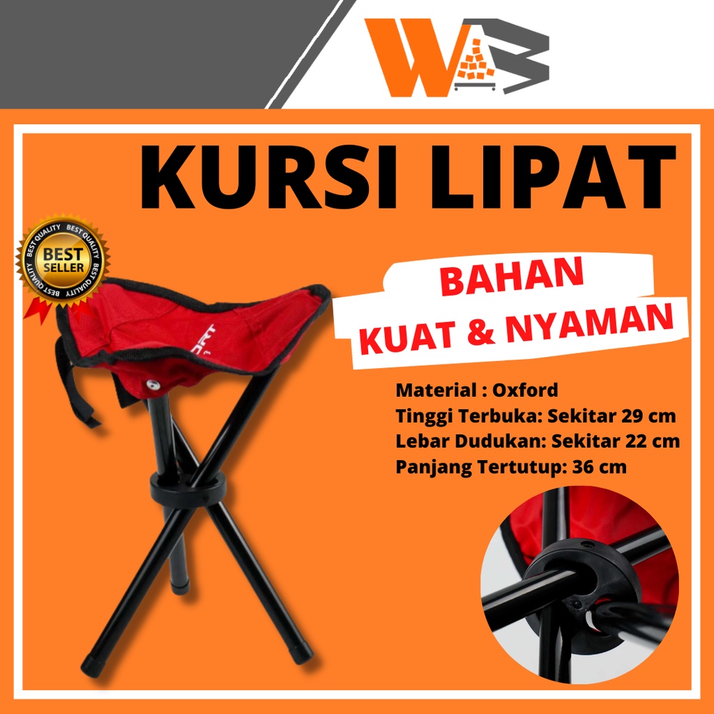 COD Kursi Lipat Kaki 3 Portable Pocket Chair Mancing Camping Memancing Outdoor