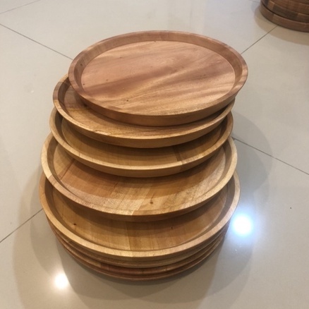 Nampan Baki 20cm Nampan Baki Bulat Kayu Wooden Tray 20cm