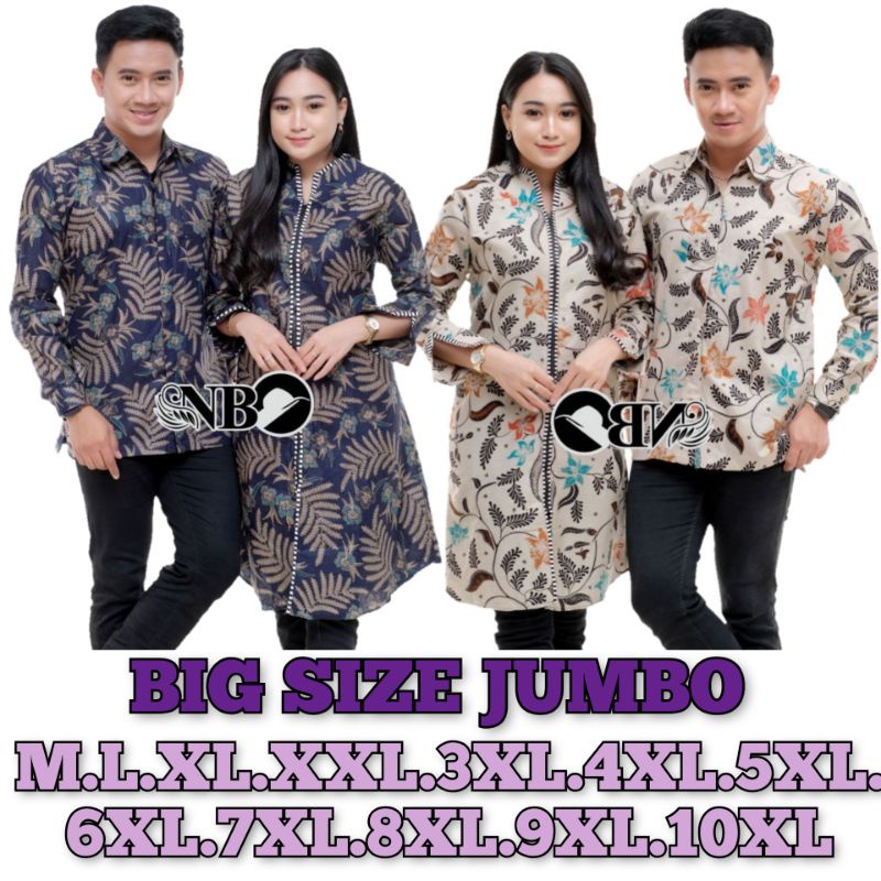 COUPLE BATIK DRES TUNIK BIG SIZE JUMBO M.L.XL.XXL.3XL.4XL.5XL.6XL.7XL.8XL.9XL.10XL