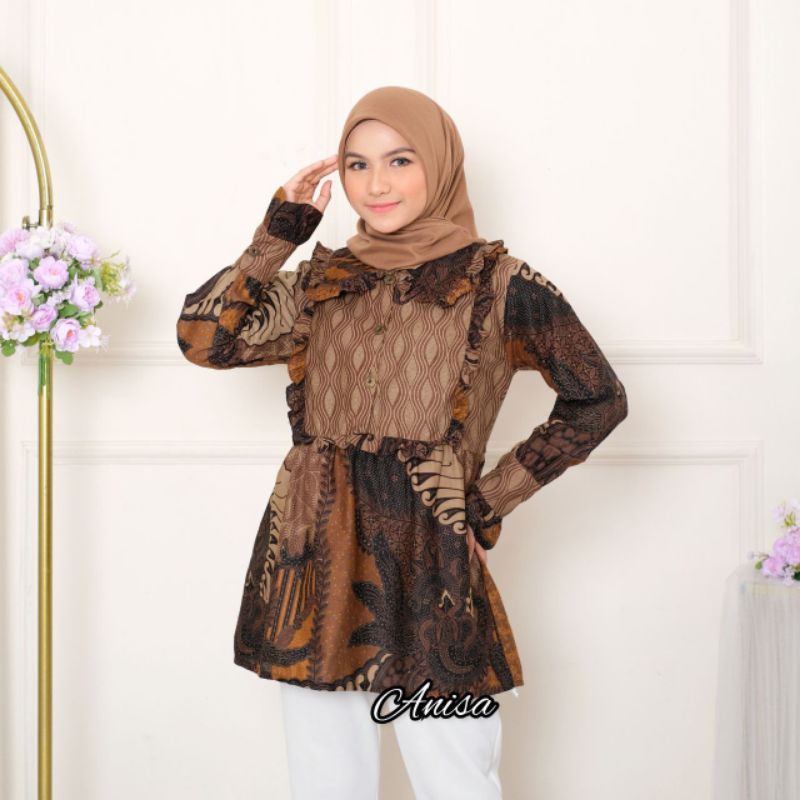 M-L-XL-XXL Batik wanita ASJ SA HRB026 Kenongo Kemeja Tosca Pendek-Motif 12